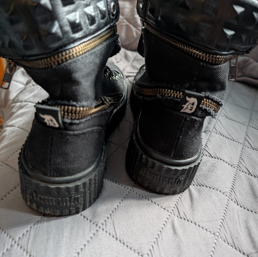 Demonia Black Canvas High-Top Sneakers - Picture 3 of 7